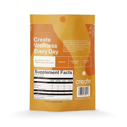 Create Creatine Monohydrate Gummies for Women & Men, Boost Focus, Strength, and Endurance, Anti-Melting Formula, Vegan, Gluten-Free, Non-GMO, 1.5g of Creatine per Gummy (Orange, 90ct)