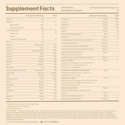 All-in-One Meal Replacement Powder by LyfeFuel - Low Carb Keto Superfood Shake - Plant Based Protein, 50+ Organic Greens (Vanilla, 24 Vegan Meals)