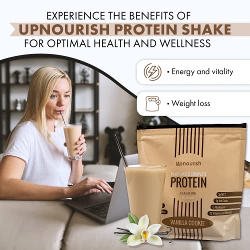 UpNourish Vanilla Cookie Vegan Protein Powder, Meal Replacement Shake, Gluten Free, Dairy Free, Packed with Essential Vitamins and Minerals, Keto-Friendly, Low-Carb Diet, 15 Servings