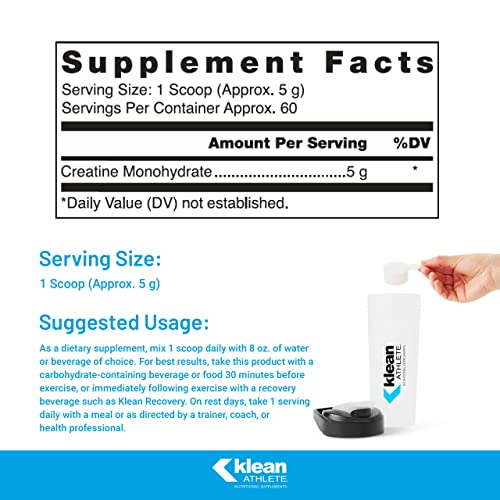 Klean Athlete - Klean Creatine - Supports Muscle Strength, Performance, and Recovery from Strenuous Exercise* - NSF Certified for Sport - Unflavored - 11.1 oz (315 g)