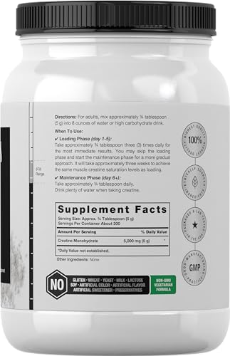 Creatine Monohydrate Powder | 2.2lbs (35.2 oz) | HPLC Purity Tested | Vegetarian, Non-GMO, & Gluten Free Supplement | by Horbaach