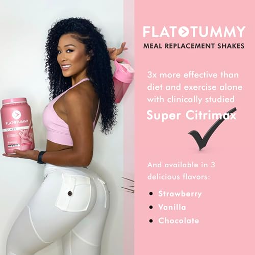 Flat Tummy Tea Meal Replacement Shake – Strawberry, 20 Servings, EBT Eligible - Plant Based Protein Powder for Women – Vitamins & Minerals - Dairy Free, Gluten Free, Keto-Friendly Shakes - 1.76 Pound (Pack of 1)