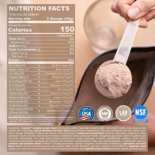 UpNourish Vanilla Cookie Vegan Protein Powder, Meal Replacement Shake, Gluten Free, Dairy Free, Packed with Essential Vitamins and Minerals, Keto-Friendly, Low-Carb Diet, 15 Servings