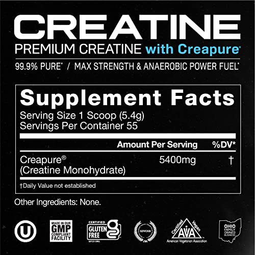 Muscle Feast Creapure Creatine Monohydrate Powder for Muscle Growth Nutritional_Supplement, Vegan Keto Friendly Gluten-Free Easy to Mix, Unflavored, 300g, 55.0 Servings (Pack of 1)