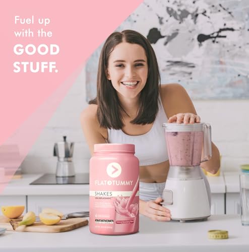 Flat Tummy Tea Meal Replacement Shake – Strawberry, 20 Servings, EBT Eligible - Plant Based Protein Powder for Women – Vitamins & Minerals - Dairy Free, Gluten Free, Keto-Friendly Shakes - 1.76 Pound (Pack of 1)