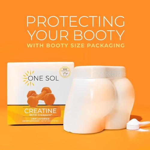 One Sol Creatine for Women Booty Gain, All Natural Women's Creatine Powder with Creapure, Increase Lean Muscle Mass, Reduce Recovery Time, Promotes Brain & Bone Health (Unflavored, 100 Servings)