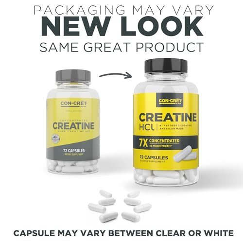 ProMera Sports CON-CRET Patented Creatine HCl Capsules, Stimulant-Free Workout Supplement for Energy, Strength, and Endurance, 90 Count