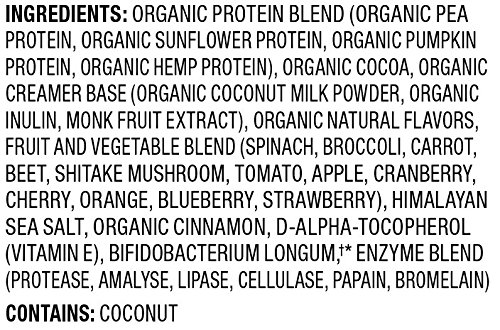Nutiva Organic Plant Protein Smoothie, Chocolate, 1.4 Pound, USDA Organic, Non-GMO, Non-BPA, Vegan, Gluten-Free, Keto & Paleo, 22g Protein Shake & Meal Replacement
