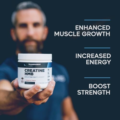 Transparent Labs Creatine HMB - Creatine Monohydrate Powder with HMB for Muscle Growth, Increased Strength, Enhanced Energy Output, and Improved Athletic Performance - 30 Servings, Strawberry Lemonade