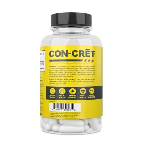 ProMera Sports CON-CRET Patented Creatine HCl Capsules, Stimulant-Free Workout Supplement for Energy, Strength, and Endurance, 90 Count