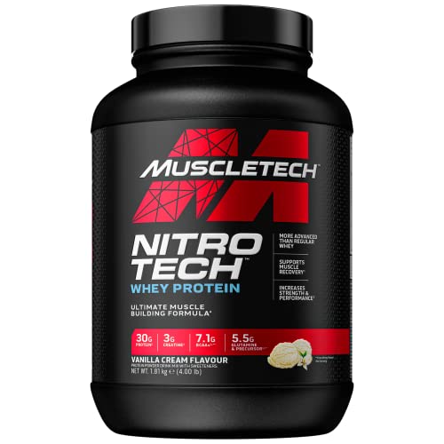 MuscleTech Nitro-Tech Whey Protein + Creatine, Vanilla, 4 lb