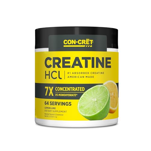 CON-CRET Creatine HCl Powder | Supports Muscle, Cognitive, and Immune Health | Lemon Lime Flavored Creatine (64 Servings)