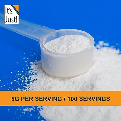It's Just! - Creatine Monohydrate Powder, Pure Creatine Powder, Made in USA, 3rd Party Lab Tested, 5g Per Serving, Scoop Included, No Fillers, No Added Flavor (Unflavored, 500g / 100 Servings)