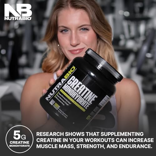 NutraBio Creatine Monohydrate Supplement, Unflavored, (300 g) - Supports Muscle Energy, Recovery, and Strength - HPLC Tested Pure Grade Creatine Supplement