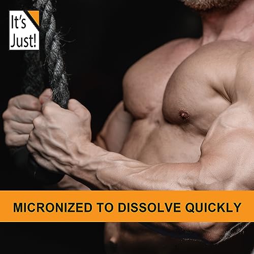 It's Just! - Creatine Monohydrate Powder, Pure Creatine Powder, Made in USA, 3rd Party Lab Tested, 5g Per Serving, Scoop Included, No Fillers, No Added Flavor (Unflavored, 500g / 100 Servings)