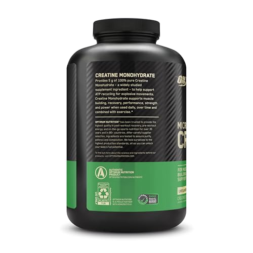 Optimum Nutrition Micronized Creatine Monohydrate Powder, Unflavored, Keto Friendly, 120 Servings (Packaging May Vary)