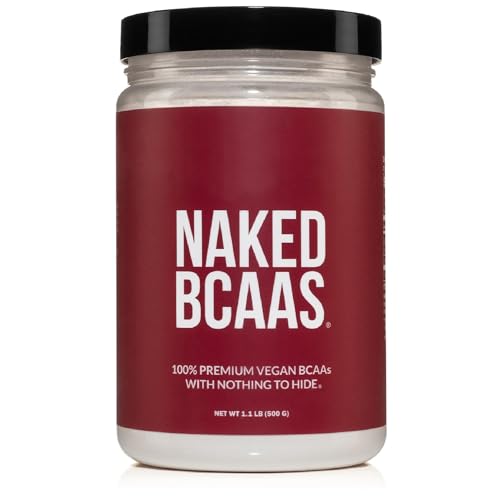NAKED nutrition Naked BCAAs Amino Acids Powder, Only 1 Ingredient, Pure 2:1:1 Formula, Vegan Unflavored Branched Chain Amino Acids, Instantized All Natural BCAA Supplement - 500 Grams, 100 Servings