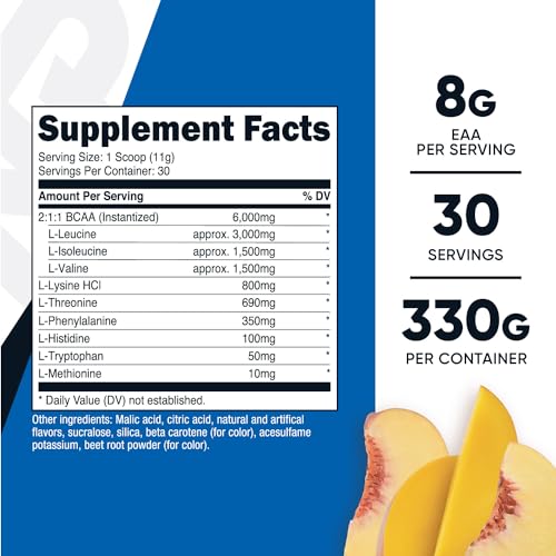 Nutricost EAA Powder 30 Servings (Peach Mango) - Essential Amino Acids - Non-GMO, Gluten Free, Vegetarian Friendly