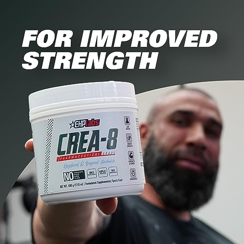 EHPlabs CREA-8 Creatine Monohydrate Powder - Creatine Powder for Building Lean Muscle Mass, Improves Strength & Power, Supports Brain Health - 100 Servings (500g)
