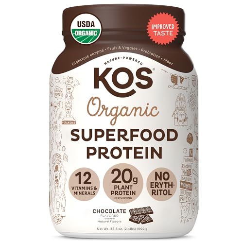 Organic Chocolate Vegan Protein Powder, Plant-Based Superfood Blend
