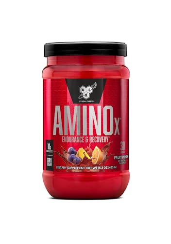 BSN Amino X Muscle Recovery & Endurance Powder with BCAAs, Intra Workout Support, 10 Grams of Amino Acids, Keto Friendly, Caffeine Free, Flavor: Fruit Punch, 30 servings (Packaging May Vary)