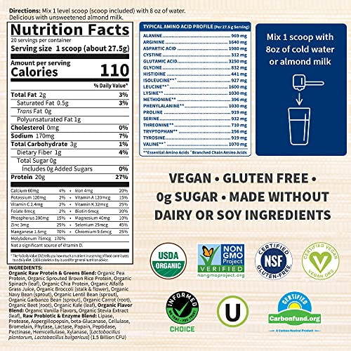 Organic Vanilla Protein & Greens for Men and Women