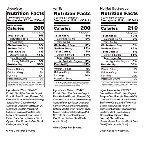 OWYN Pro Elite Keto Vegan Protein Shake, Variety, 12oz (12pk)