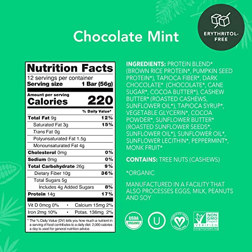 ALOHA Chocolate Mint Organic Protein Bars, 1.98 Oz