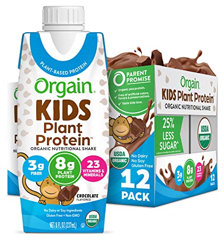 Orgain Vegan Protein Shake, Chocolate - 8g, Kids Snacks