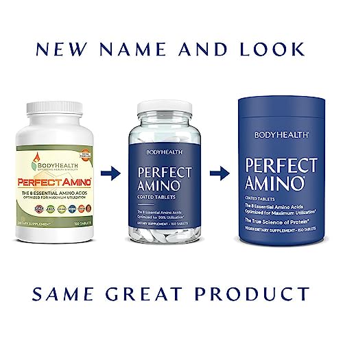 BodyHealth PerfectAmino (150 ct) Easy to Swallow Tablets, Essential Amino Acids Supplement with BCAAs, Vegan Protein for Pre/Post Workout & Muscle Recovery with Lysine, Tryptophan, Leucine, Methionine