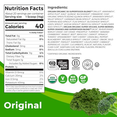 Orgain Organic Greens Powder + 50 Superfoods - Vegan