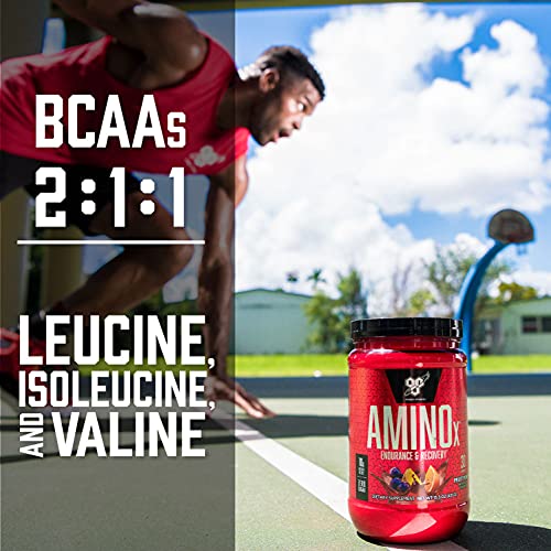 BSN Amino X Muscle Recovery & Endurance Powder with BCAAs, Intra Workout Support, 10 Grams of Amino Acids, Keto Friendly, Caffeine Free, Flavor: Fruit Punch, 30 servings (Packaging May Vary)
