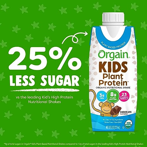 Orgain Vegan Protein Shake, Chocolate - 8g, Kids Snacks