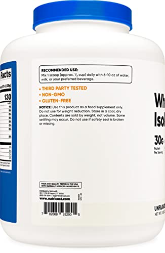 Nutricost Whey Protein Isolate 5LBs - Unflavored