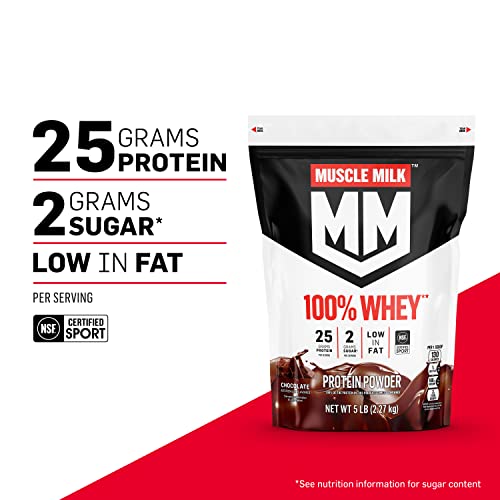 Muscle Milk Chocolate Whey Protein Powder, 5lbs, 66 Servings