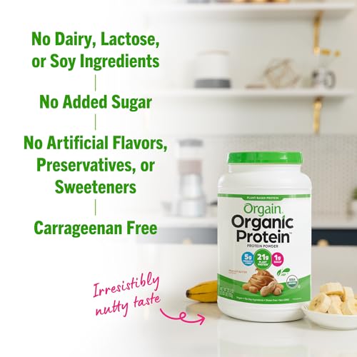 Orgain Vegan Protein Powder, Peanut Butter, 21g Protein