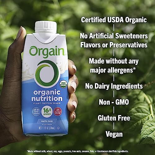 Orgain Organic Vegan Protein Shake - Vanilla Bean, 16g Protein, Meal Replacement
