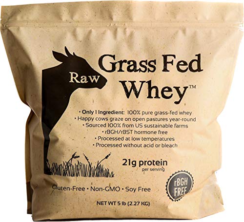 5 LB Grass Fed Whey Protein Powder, GMO-Free, Unflavored