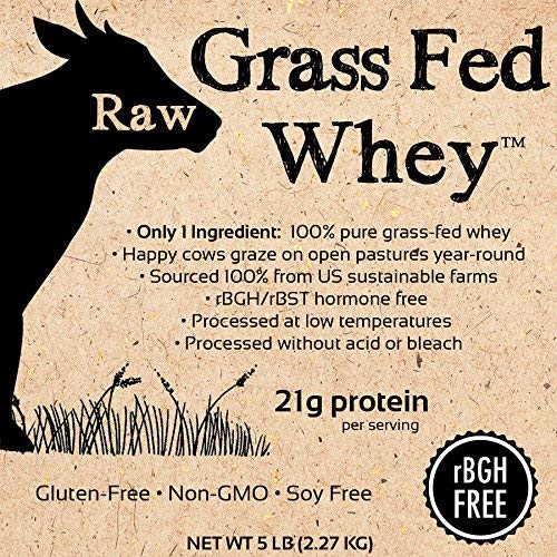 5 LB Grass Fed Whey Protein Powder, GMO-Free, Unflavored