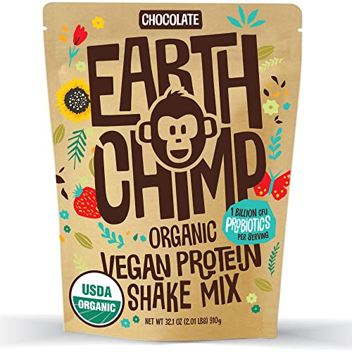 EarthChimp Organic Vegan Protein Powder - Chocolate, 26 Servings