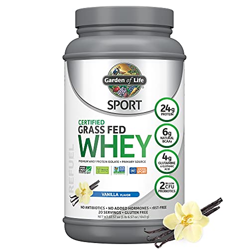 Garden of Life SPORT Whey Protein Powder Vanilla, Grass-fed
