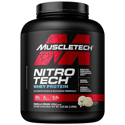 MuscleTech Nitro-Tech Whey Protein + Creatine, Vanilla, 4 lb