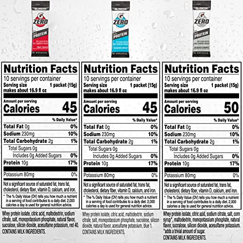 Gatorade Zero Protein Powder Packets, 3 Flavor Variety