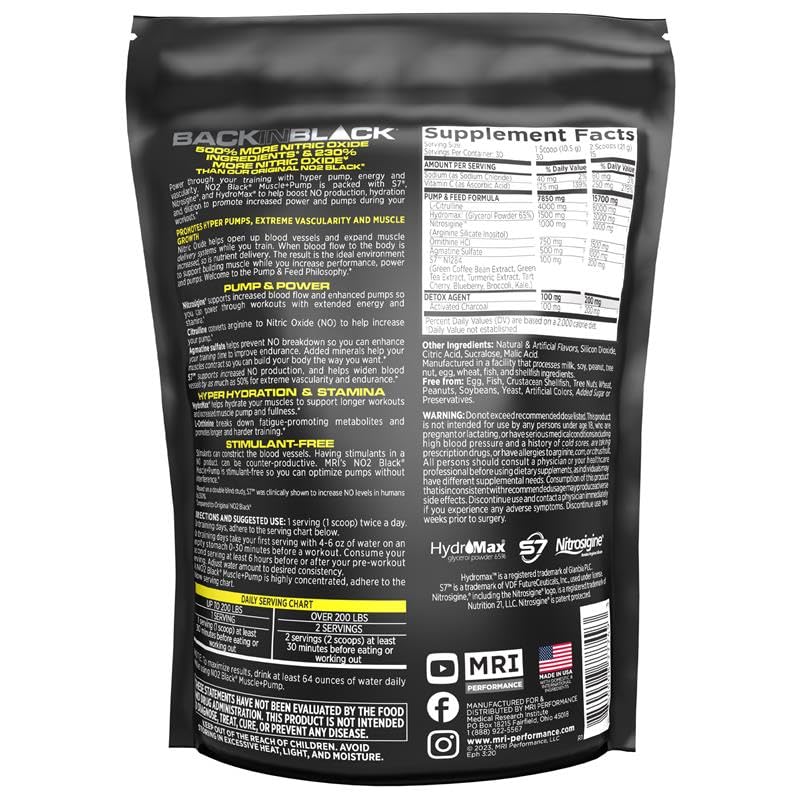 NO2 Black Nitric Oxide Supplement for Pump & Energy