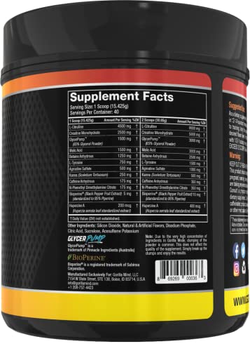 Gorilla Mode Pre Workout - Energy Power Laser Focus