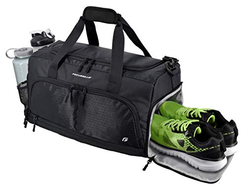Durable Gym Bag with 10 Compartments (Black, Medium)