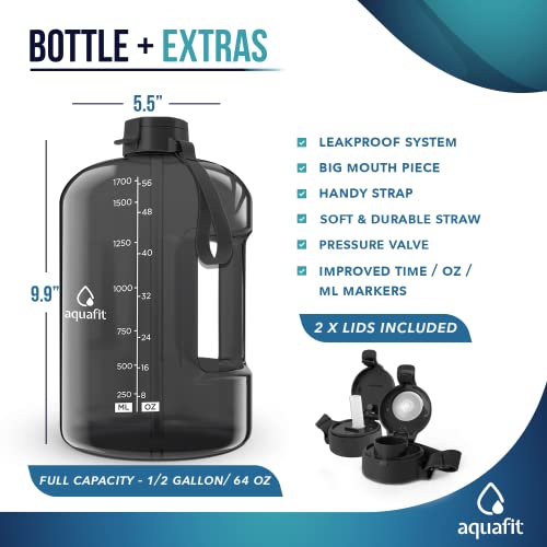 Motivational 64oz Water Bottle with Time Marker