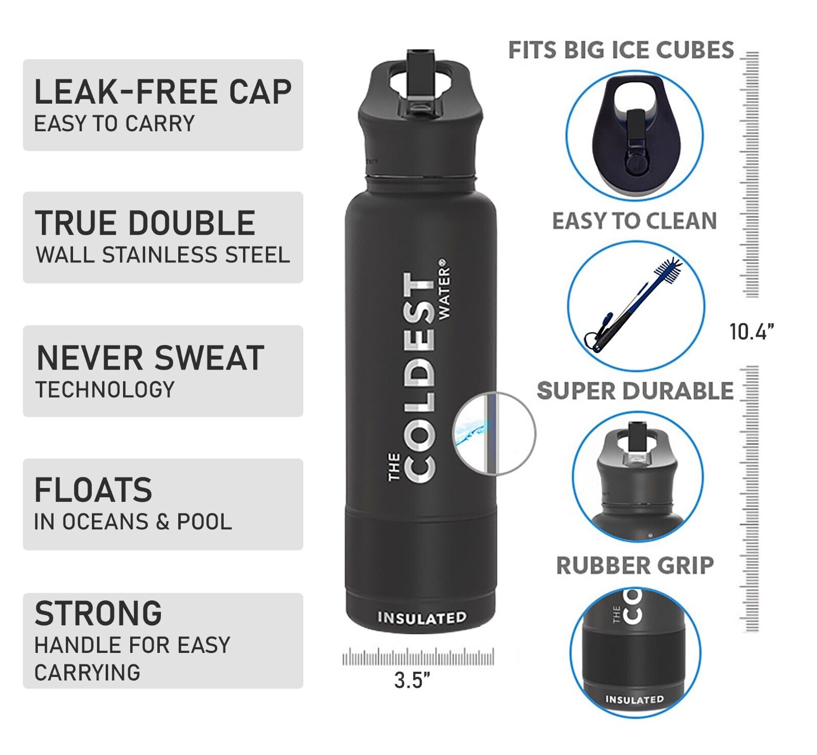 32oz Insulated Sports Water Bottle - Stainless Steel