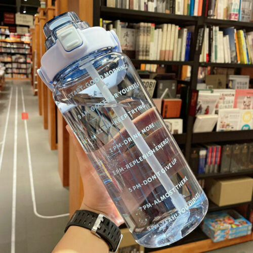 2L Time Marker Sports Water Bottle Straw