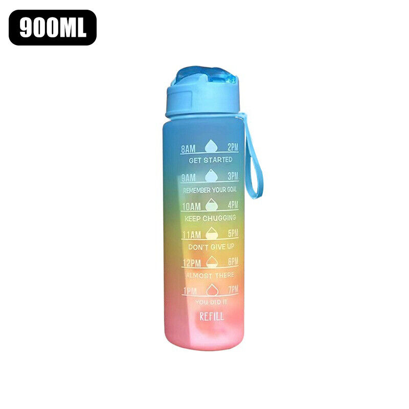 3-Pack Time-Marked Sports Water Bottles with Straw